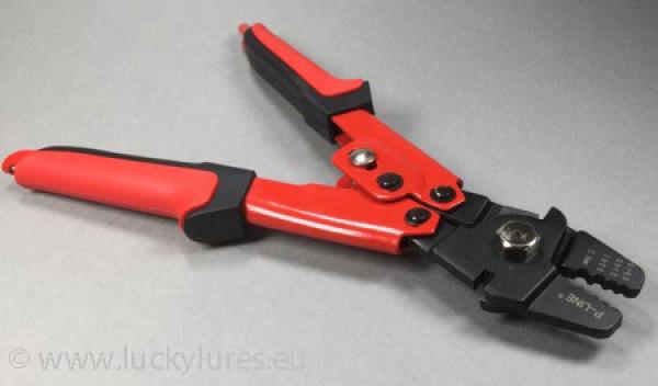 Doppelquetschhülsenzange 10 Zoll DELUXE HAND CRIMPER von P-LINE für das präzise Pressen von Quetschhülsen für Vorfächer ab 0,70 mm (perfekt für Fluorocarbonvorfächer mit unseren Mini-Double-Sleeves)